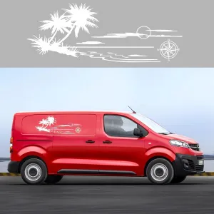Mountain Tree Forest Graphic Car sticker Vinyl sticker Body door side Compass Graphic Waterproof decal Decoration SUV Truck Camper RV Off-road vehicle Universal sticker accessories 2PCS (white)