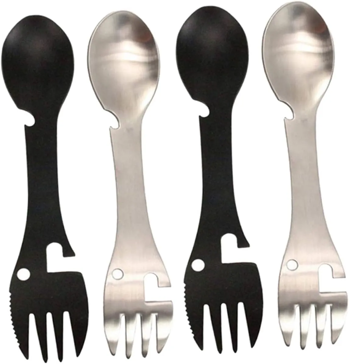 Multi-functional Tableware Set Stainless Steel Spork Opener Outdoor Camping Essential