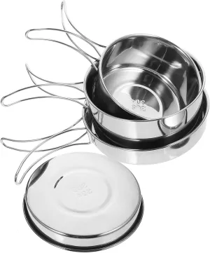 Multi-use Stainless Steel Outdoor Cookware Pot Pan Set for Camping Hiking and Outdoor Activities