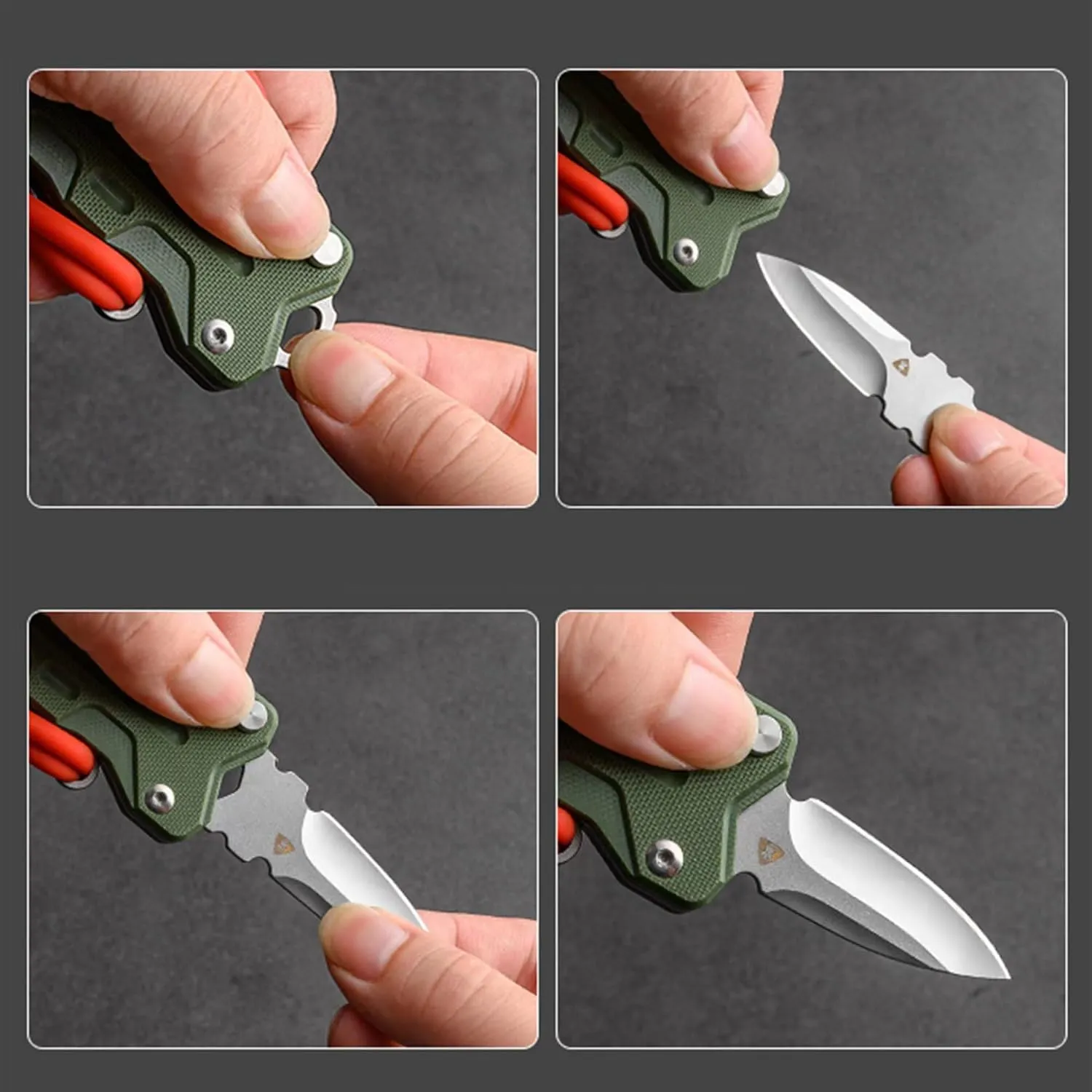 Multifunctional knife G10 Handle EDC Pocket Knife Practicality Folding Knife (Green)
