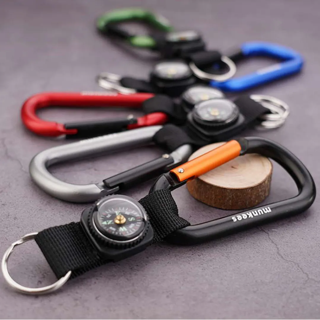 Munkees 8cm Carabiner w/ Strap and Compass