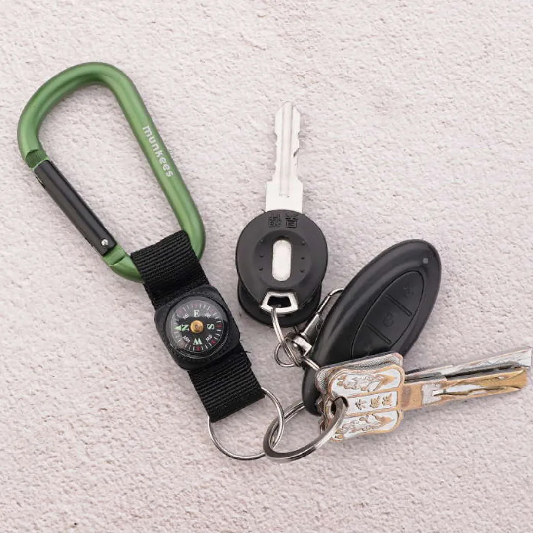 Munkees 8cm Carabiner w/ Strap and Compass