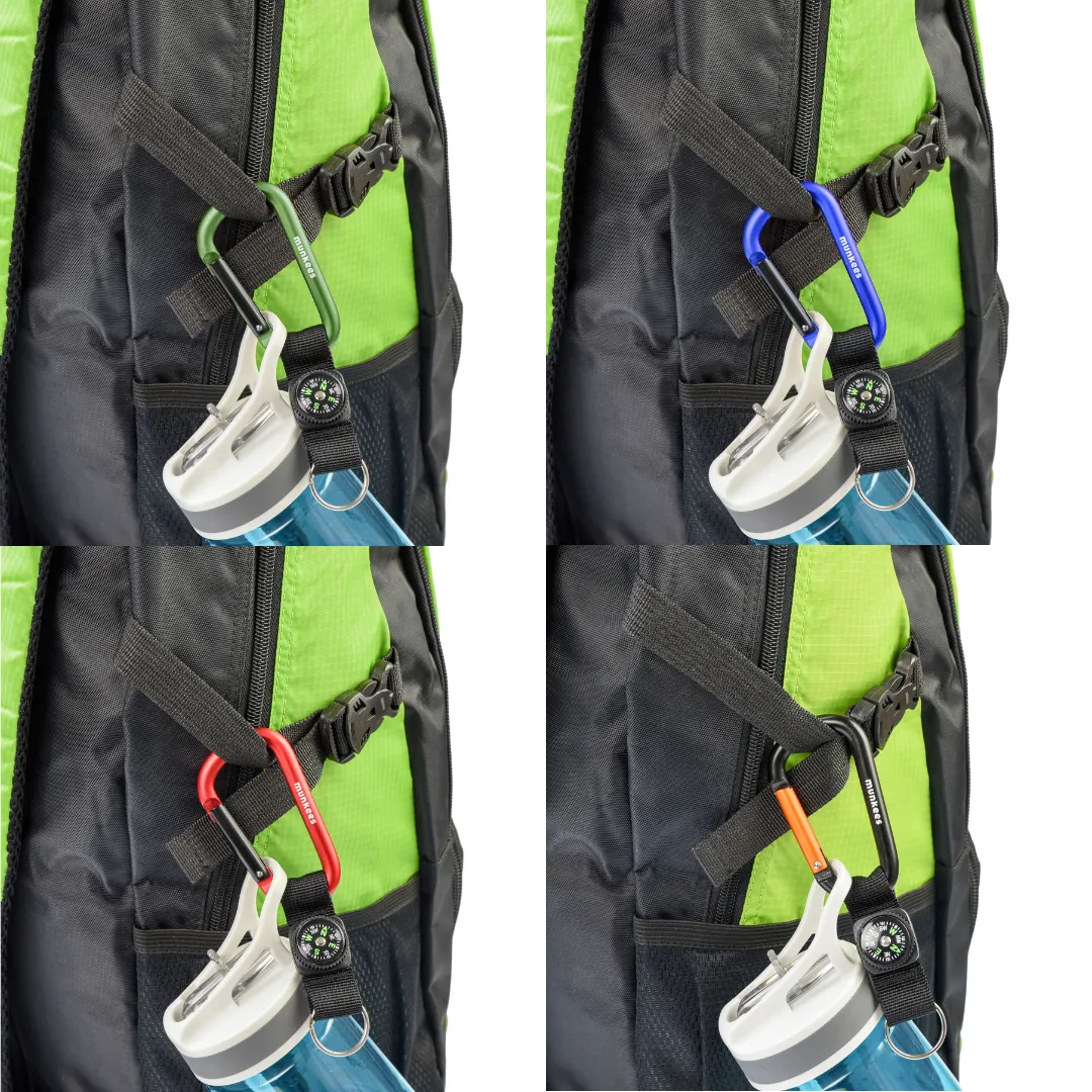 Munkees 8cm Carabiner w/ Strap and Compass