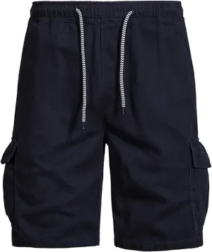 Muscularfit Cargo Shorts for Men 2024 Trendy Cotton Multi Pocket Tooling Shorts Casual Elastic Waist Drawstring Sport Shorts