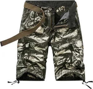 Muscularfit Graphic Shorts for Men Causal Multi Pocket Cargo Shorts Regular Fit Print Tooling Shorts Outdoor Athletic Shorts