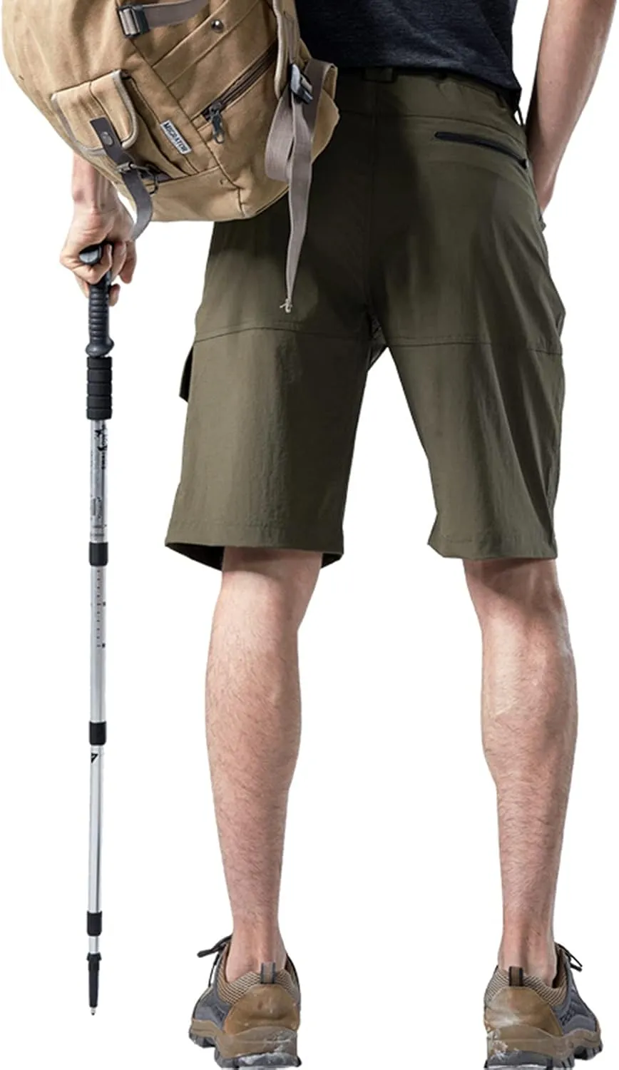 Muscularfit Mens Big and Tall Shorts Elastic Waist Multi Pocket Cargo Shorts Casual Summer Solid Tooling Shorts Athletic Pant