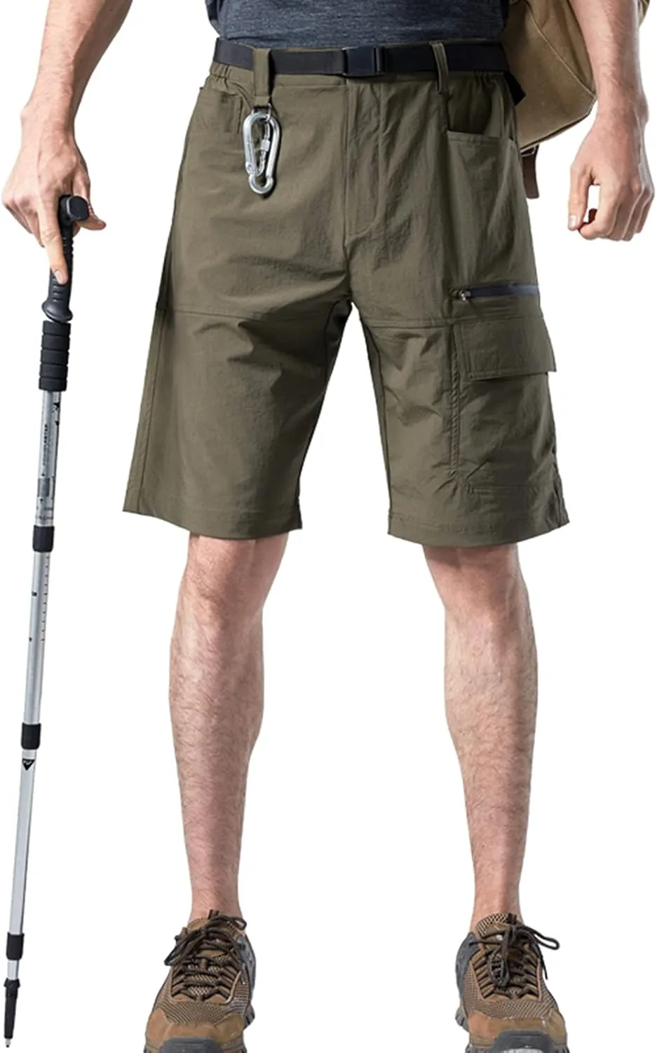 Muscularfit Mens Big and Tall Shorts Elastic Waist Multi Pocket Cargo Shorts Casual Summer Solid Tooling Shorts Athletic Pant