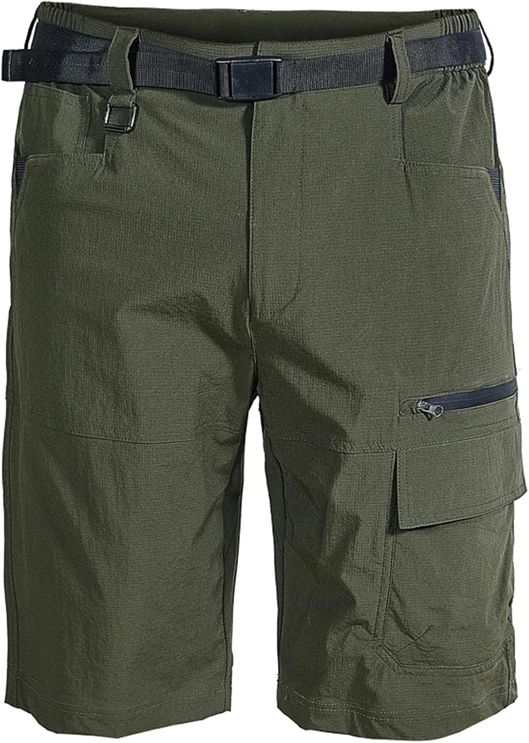 Muscularfit Mens Big and Tall Shorts Elastic Waist Multi Pocket Cargo Shorts Casual Summer Solid Tooling Shorts Athletic Pant