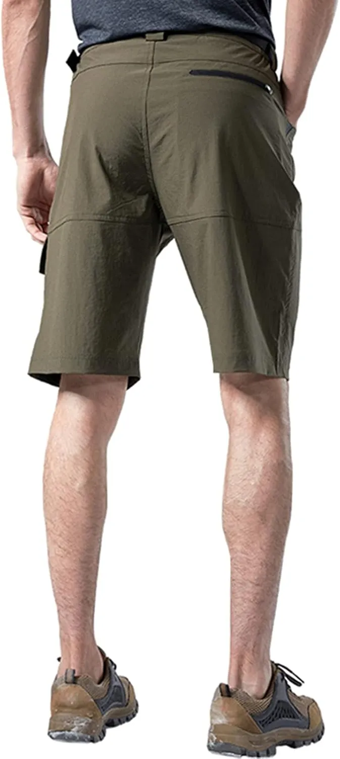 Muscularfit Mens Big and Tall Shorts Elastic Waist Multi Pocket Cargo Shorts Casual Summer Solid Tooling Shorts Athletic Pant