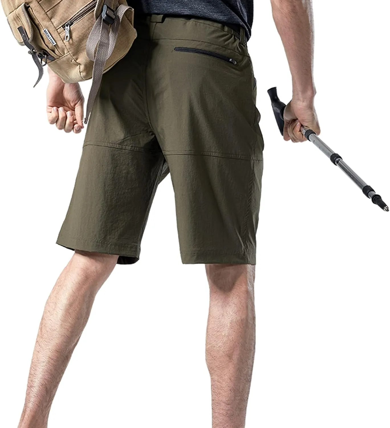 Muscularfit Mens Big and Tall Shorts Elastic Waist Multi Pocket Cargo Shorts Casual Summer Solid Tooling Shorts Athletic Pant