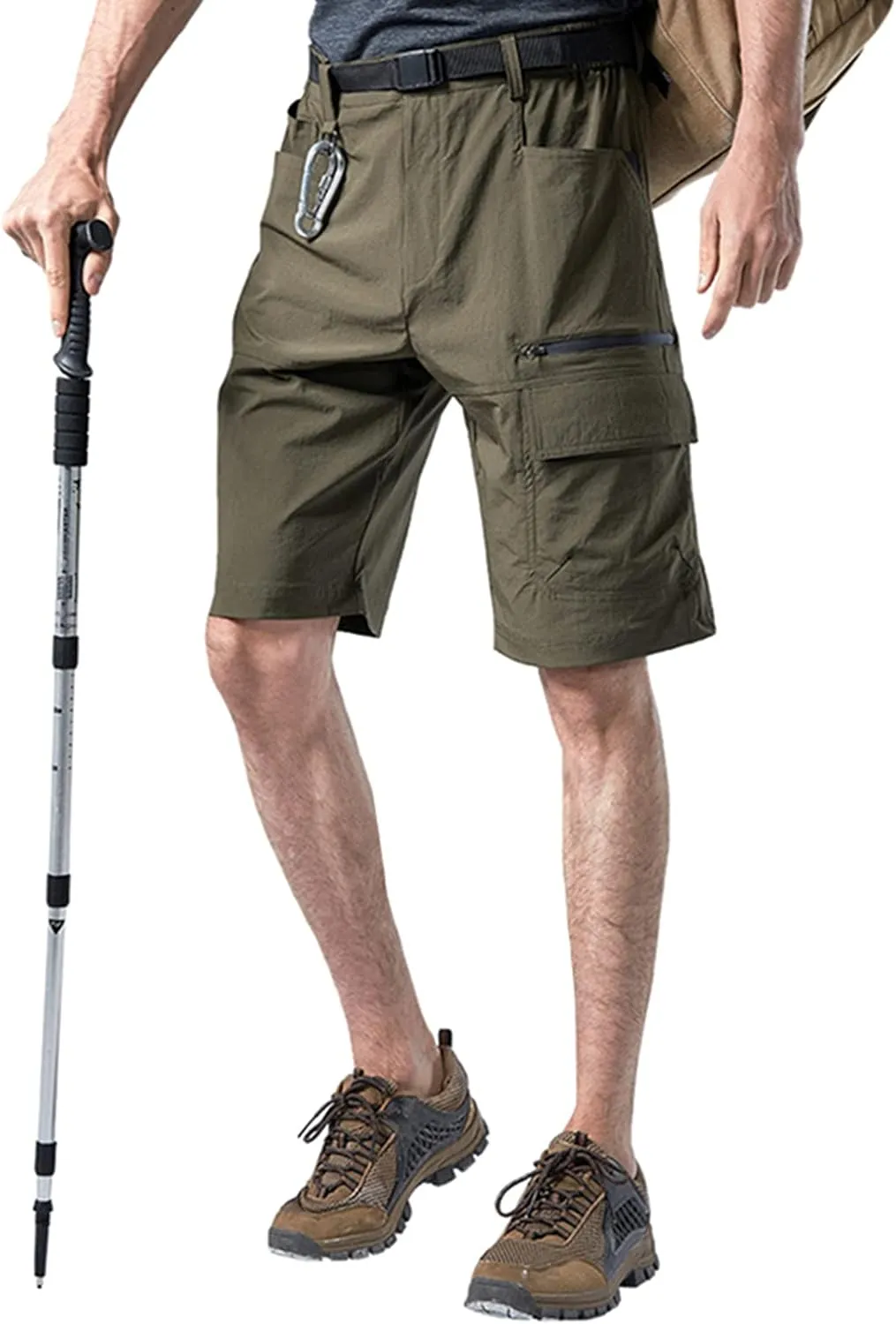 Muscularfit Mens Big and Tall Shorts Elastic Waist Multi Pocket Cargo Shorts Casual Summer Solid Tooling Shorts Athletic Pant