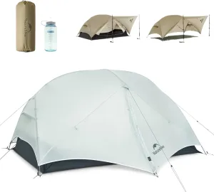 Naturehike Mongar UL Tent [2025 Upgrade] 1.5kg/3.3lb Ultralight Tents,1/2 Person Backpacking Tent,4 Modes of use, Waterproof,Hiking Tents for Camping with Front Porch,Easy Set up
