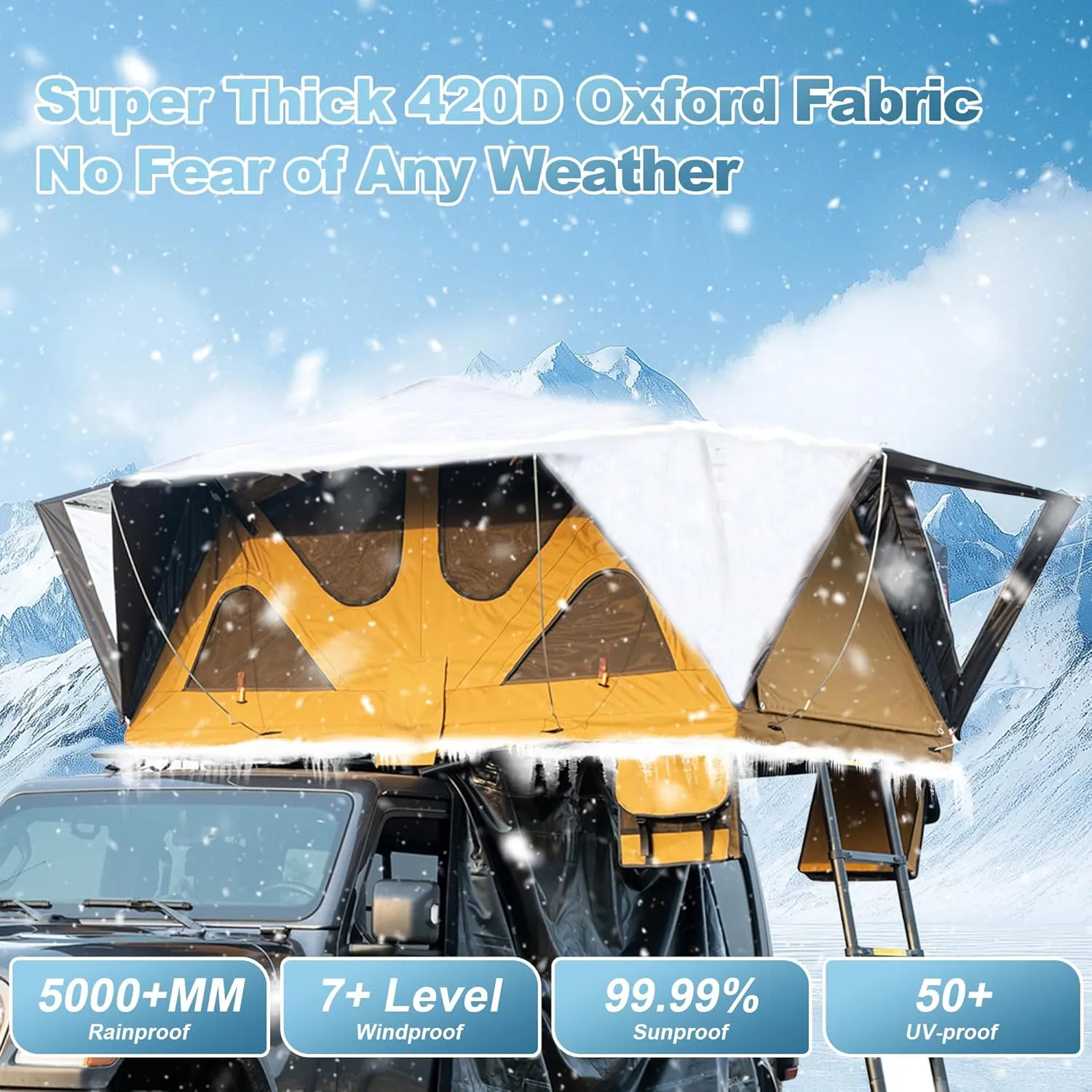 Naturnest Rooftop Tent, Great View Ventilation Light Weight Tent for 2 Person Camping, Waterproof Windproof UV-Resistant Blackout Privacy 4 Season Tent for Truck, Jeep, SUV, Van, Trailer - Andromeda