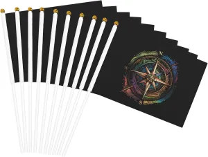 Nautical Sailing Compass Small Flags Big Pride 10-Pack Handheld Flags 5.5x8.2in