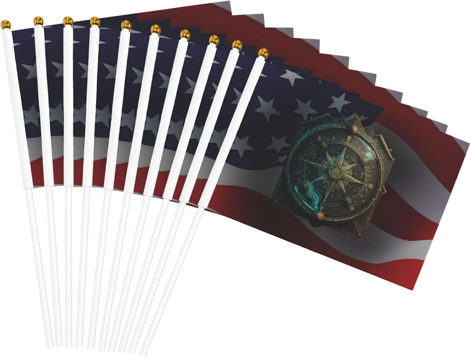 Nautical Sailing Compass Small Flags Big Pride 10-Pack Handheld Flags 5.5x8.2in