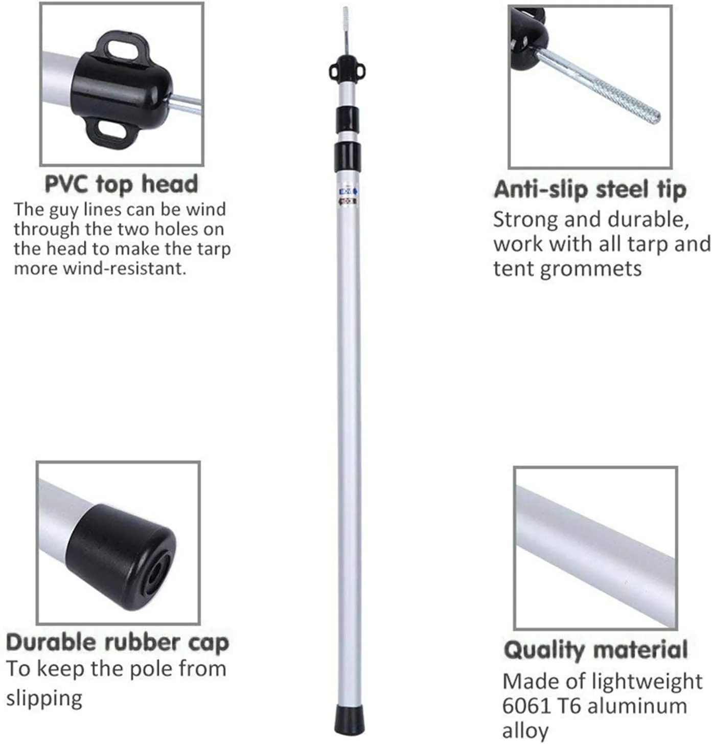 Naysku Telescoping Tarp Poles, Adjustable Tent Poles for Tarp Set of 2, Portable & Lightweight Aluminum Tent Poles Replacement, for Hiking, Camping, Hammock, Shelter Or Awning