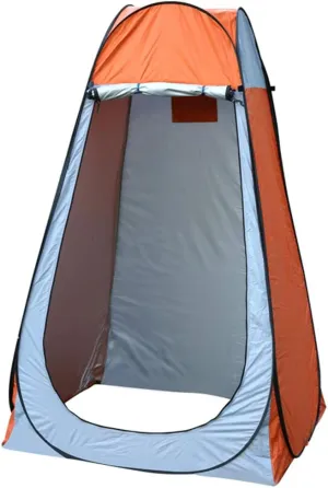 New Pop Up Privacy Shelters Tent Instant Portable Outdoor Shower Tent,Camp Toilet,Changing Room,Rain Shelter for Camping Beach,Outdoor Foldable Changing Room Privacy Shelter (White Orange,59*59*74.8")