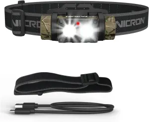 NICRON Rechargeable Headlamp, High Bright 1600 lumens 180° Rotating Aluminum LED Head Lamp with 3 Light Sources 10 Modes Waterproof Head Flashlight H35  for Camping Hunting Running Fishing (Camo)