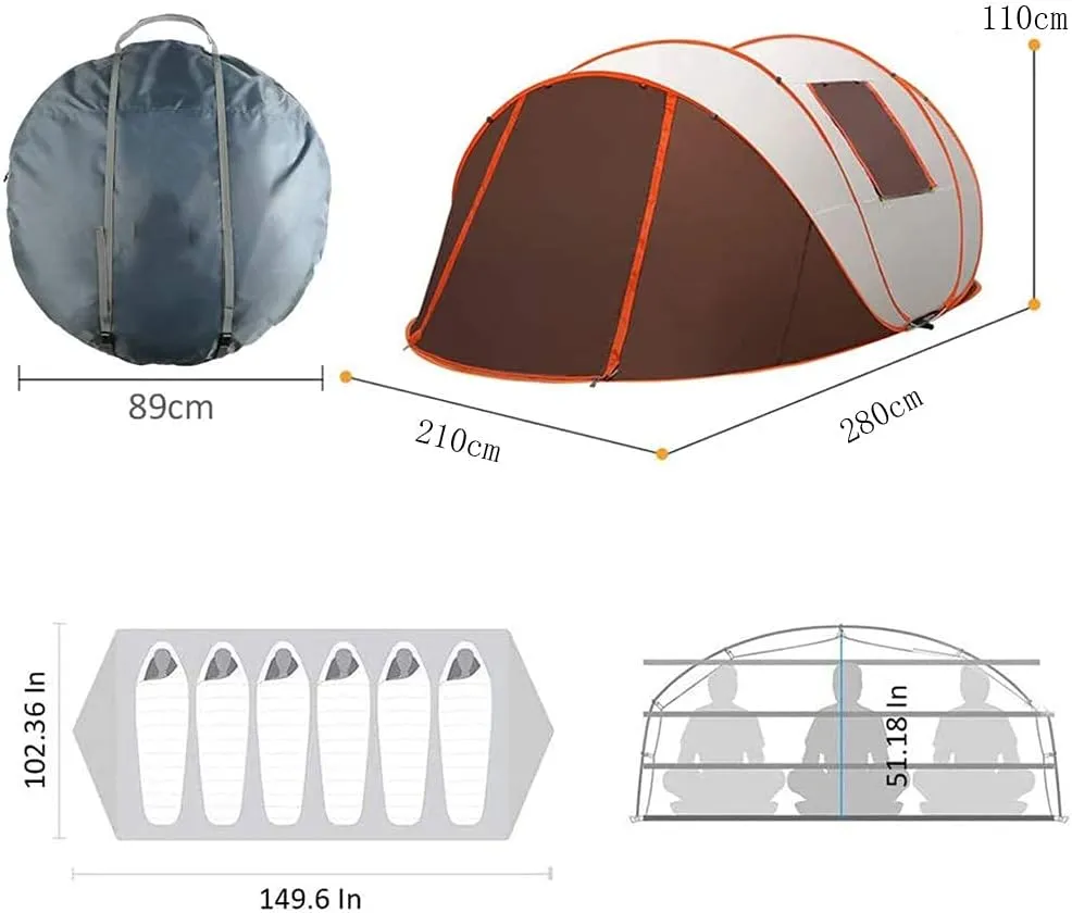 NIEH Pop-up Tent for 5-6 People, Outdoor Camping Portable UV-Protection Beach Tent,All Weather Protection Waterproof & Windproof, for Camping Hiking