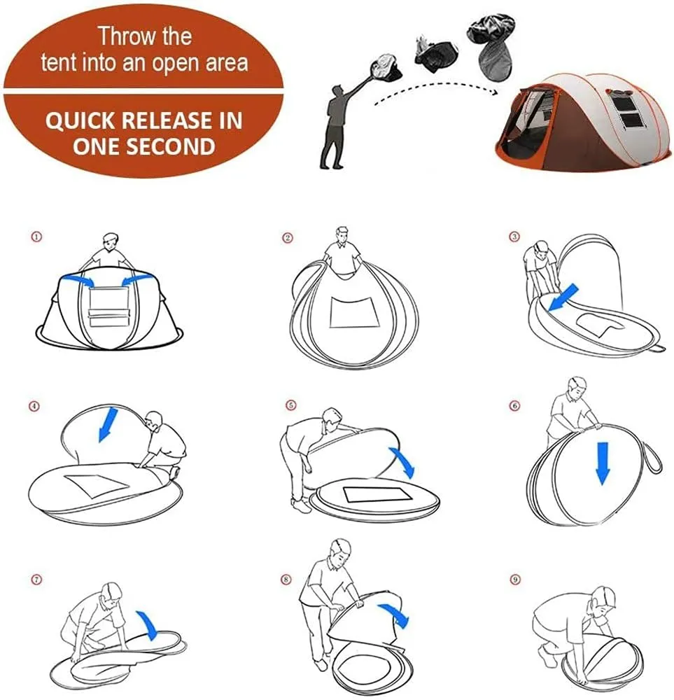 NIEH Pop-up Tent for 5-6 People, Outdoor Camping Portable UV-Protection Beach Tent,All Weather Protection Waterproof & Windproof, for Camping Hiking