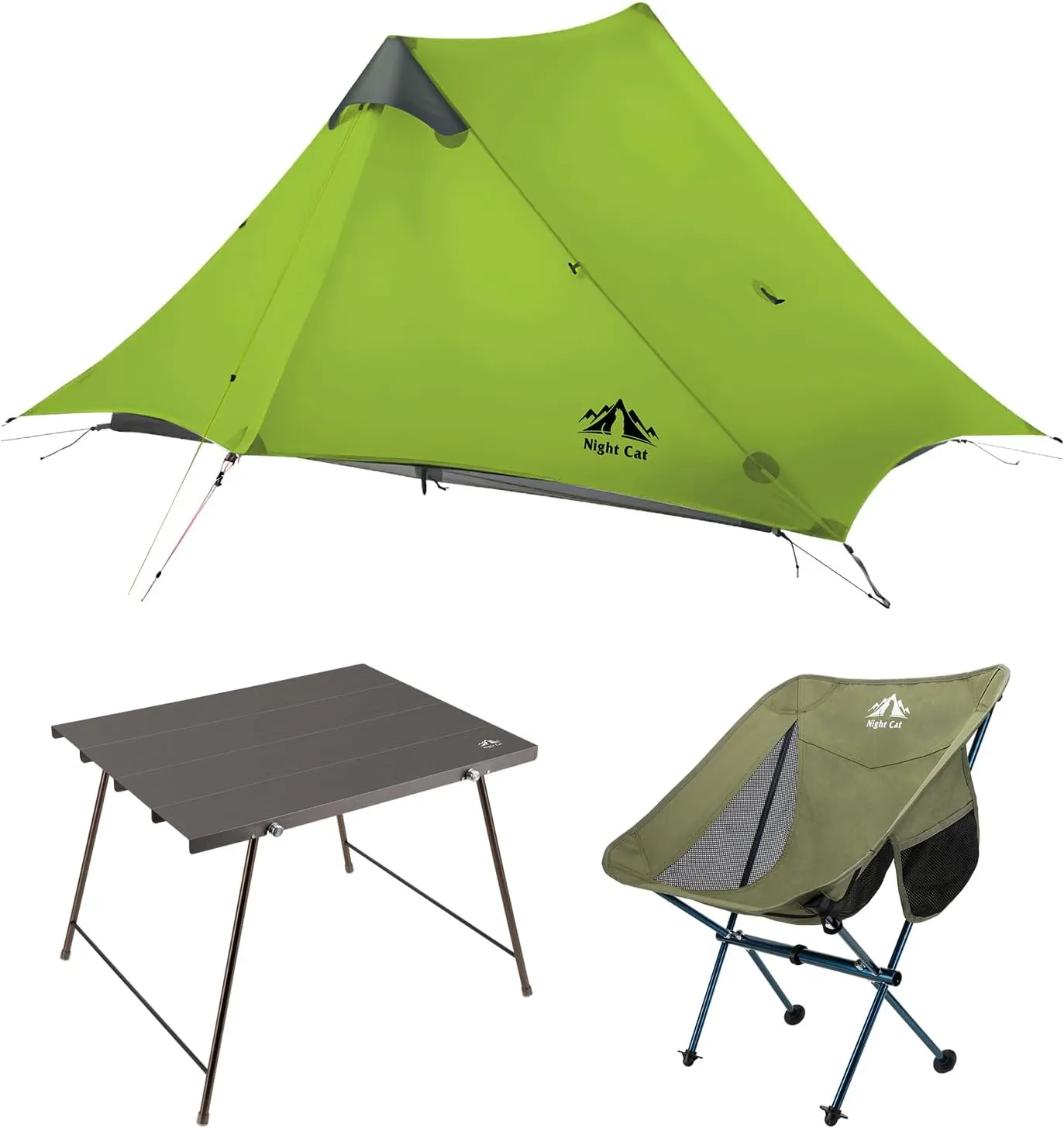 Night Cat Ultralight Tent 2 Person with Camping Table and Backpacking Chair