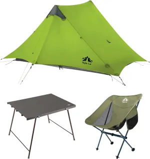 Night Cat Ultralight Tent 2 Person with Camping Table and Backpacking Chair