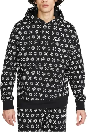 Nike Sportswear Club Fleece Men's Monogram Hoodie Pullover (US, Alpha, Medium, Regular, Regular, Standard, Black/Multi-Color)