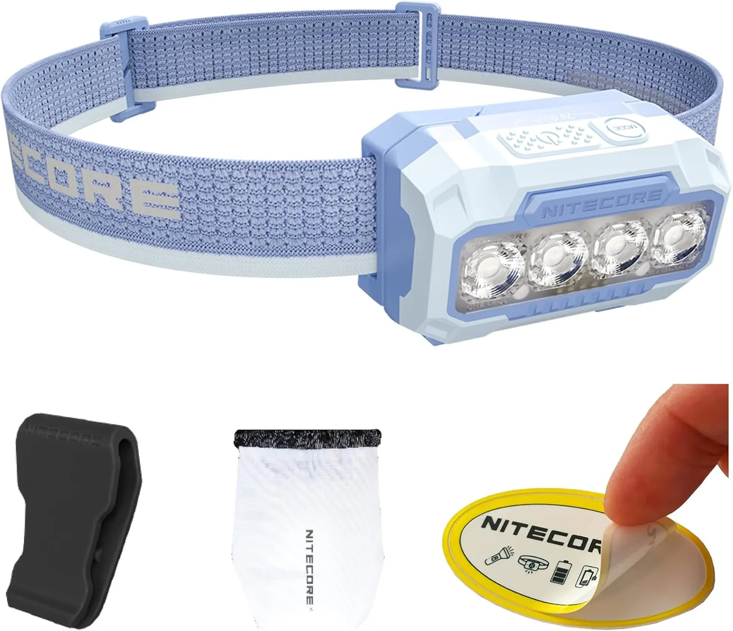 Nitecore HA23 UHE 600 Lumen Camping Headlamp, Lightweight, Bright with 3X AAA Batteries Multiple Color Temperatures, Red Light Sticker (Blue)