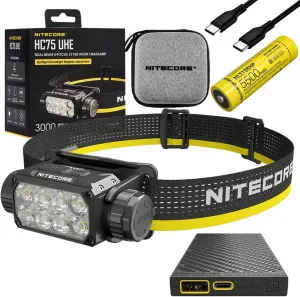 Nitecore HC75 UHE   NB10000 Genii HC75 UHE Rechargeable E-Focus Spotlight Floodlight Headlamp 192m Beam -3000 Lumens (Upgrade of HC68) w/ NB10000 Genii PowerCharger and Battery Included