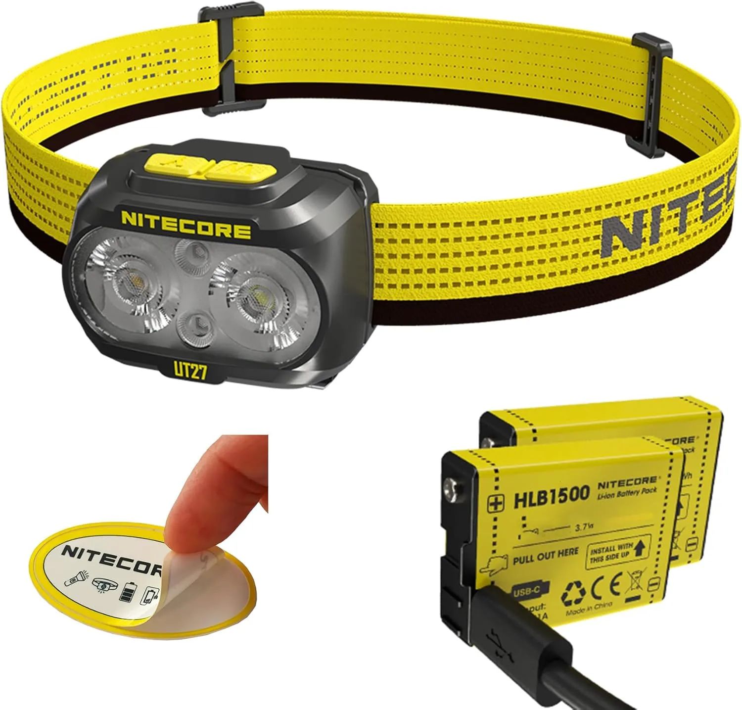 Nitecore UT27 Pro 800 Lumen Running Headlamp, Black, USB-C Rechargeable, Lightweight Perfect for Ultra-Trail, Hiking with White Light, Warm Light, and Red Light Sticker