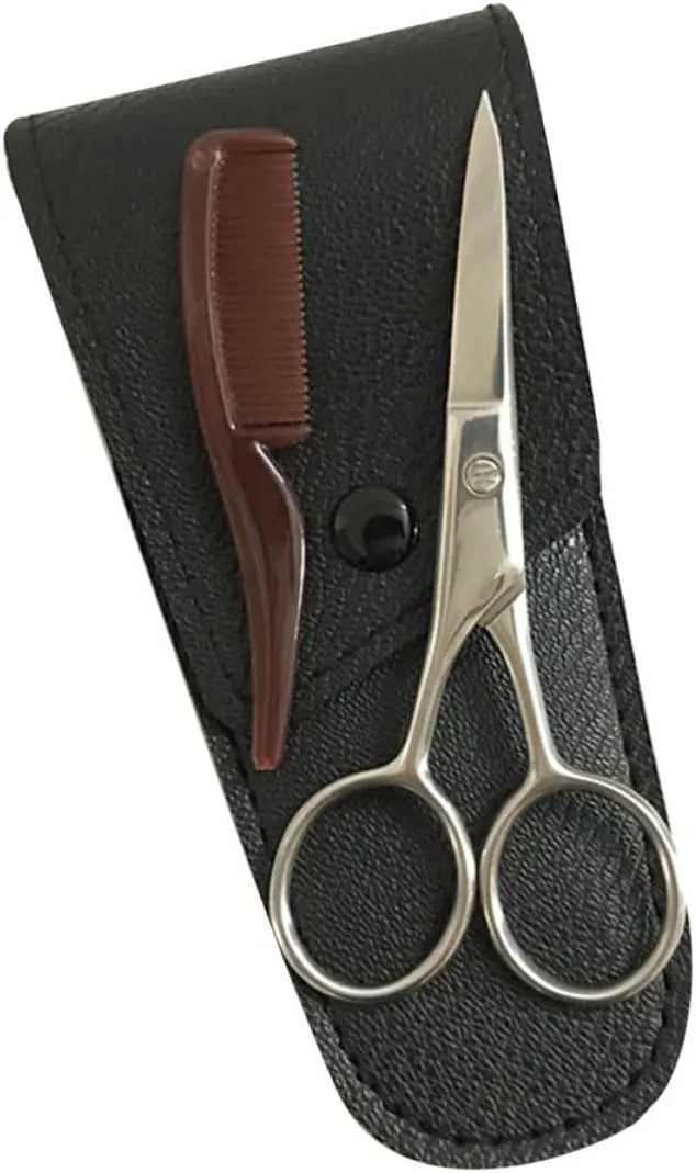 NOLITOY Sets Mustache Scissors for Men Brow Shaping Kit Stainless Steel Eyebrow Trimmer Beard Trimming Hair Cutting Tool