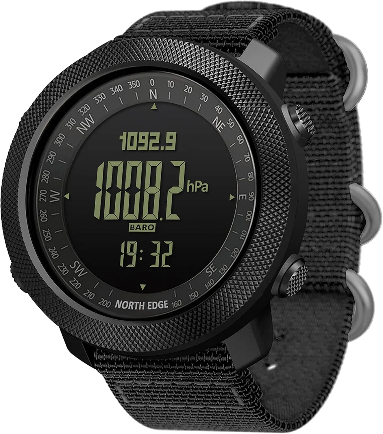 NORTH EDGE Military-Watch for Men - Tactical Survival Watch, Men's Women's Digital Wrist Watches for Sports Outdoors, Pedometer, Compass, Calories, Durable Nylon Band