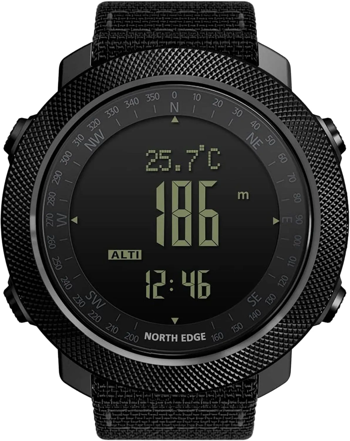 NORTH EDGE Military-Watch for Men - Tactical Survival Watch, Men's Women's Digital Wrist Watches for Sports Outdoors, Pedometer, Compass, Calories, Durable Nylon Band