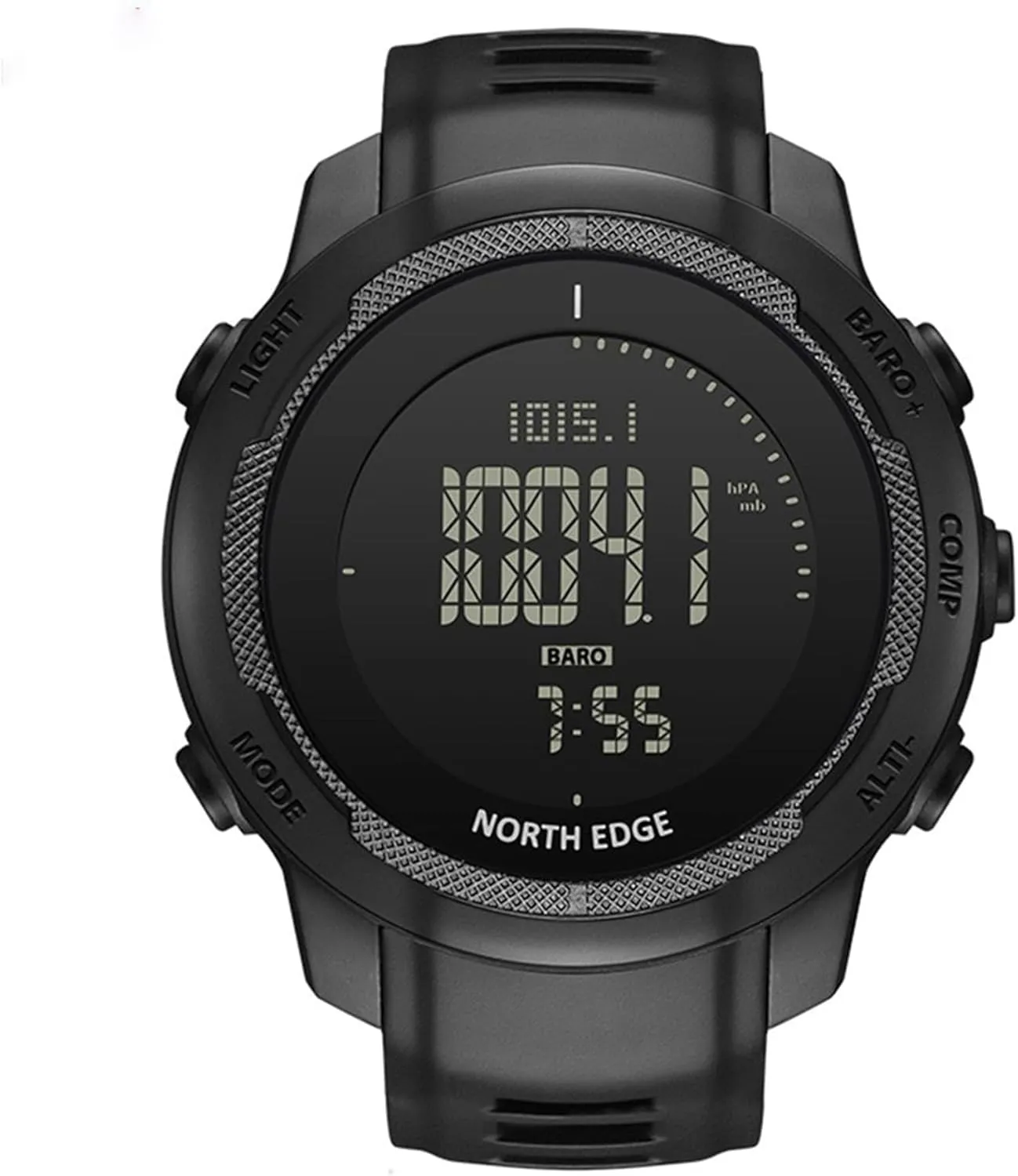 NORTH EDGE Women Men's Tactical Survival Watch – Military Digital Sport Watch with Compass Altimeter Barometer Thermometer Pedometer 50M Waterproof EL Backlight Carbon Fiber for Outdoor
