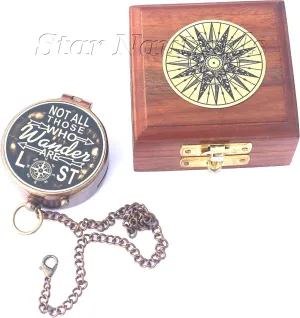 Not All Those Antique Compass for Hiking and Survival- Waterproof Brass Nautical Pocket Compass with Leather,Case & Chain for Camping Hunting Climbing Exploring Geology Outdoor Activities (178)