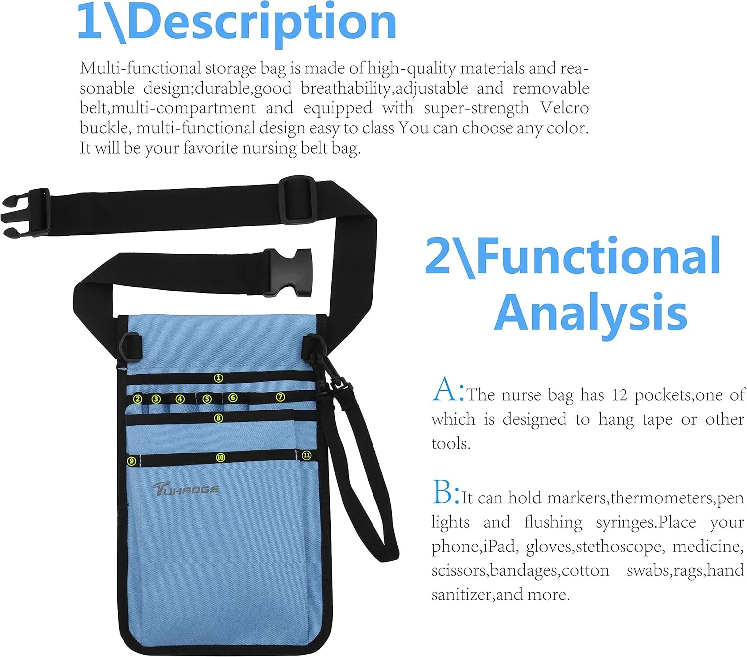 Nurse Storage Bag Practical Waist Bag Nurse Pocket Bag belt organizer pouch.