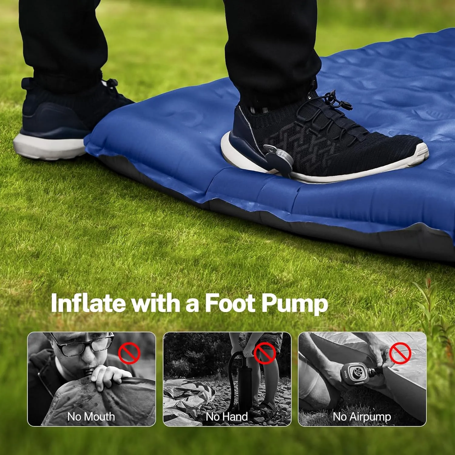OGERY Sleeping Pad for Camping, 6" Extra-Thick Reinforced Camping Sleeping Pad with Pillows & Built-in Foot Pump, Ultralight Self Inflating Air Mattress Mat for Tent Hiking Essentials Gear