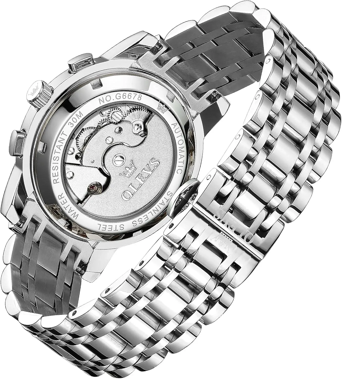 OLEVS Mens Automatic Watches Self Winding Skeleton Luxury Stylish Wrist Watch Waterproof Luminous