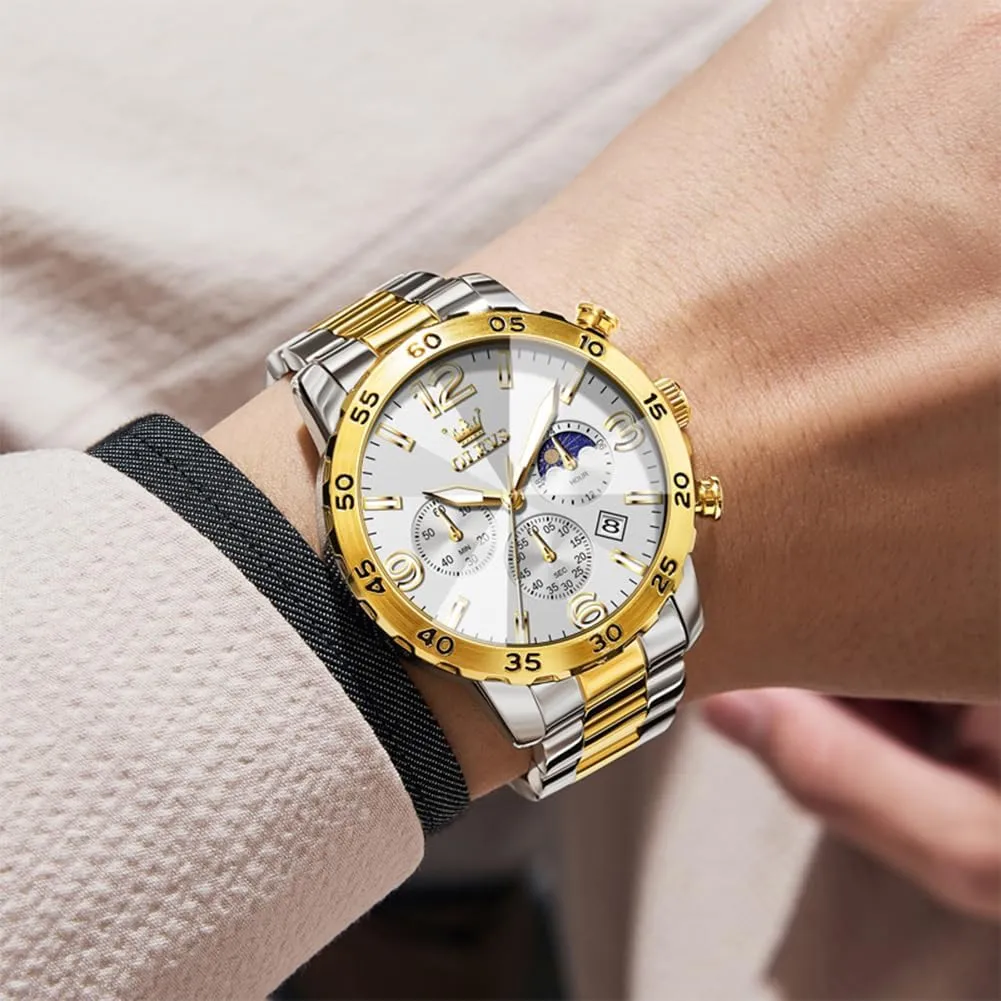 OLEVS Watch for Men Simple Business Dress Analog Stainless Steel Waterproof Luminous Date Easy Read Men Wrsit Watch