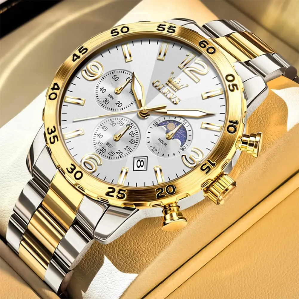 OLEVS Watch for Men Simple Business Dress Analog Stainless Steel Waterproof Luminous Date Easy Read Men Wrsit Watch
