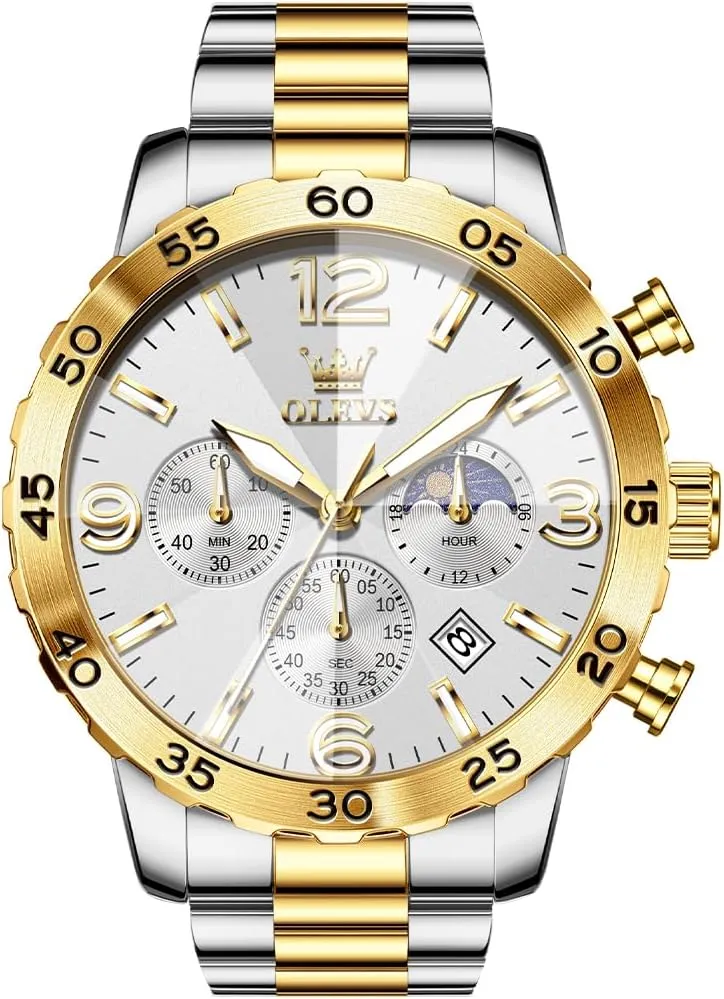 OLEVS Watch for Men Simple Business Dress Analog Stainless Steel Waterproof Luminous Date Easy Read Men Wrsit Watch