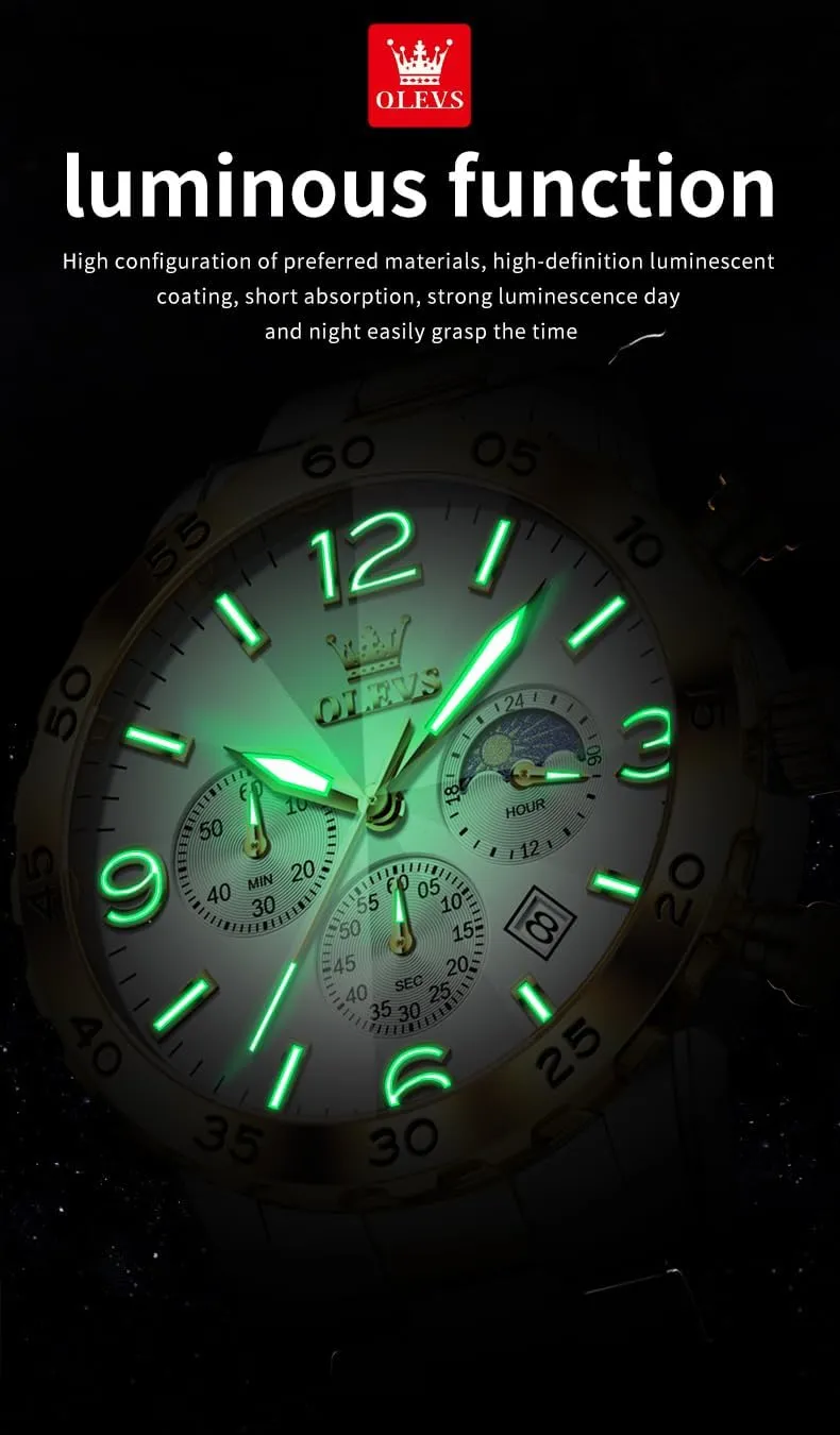 OLEVS Watch for Men Simple Business Dress Analog Stainless Steel Waterproof Luminous Date Easy Read Men Wrsit Watch