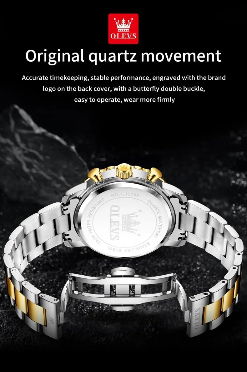 OLEVS Watch for Men Simple Business Dress Analog Stainless Steel Waterproof Luminous Date Easy Read Men Wrsit Watch