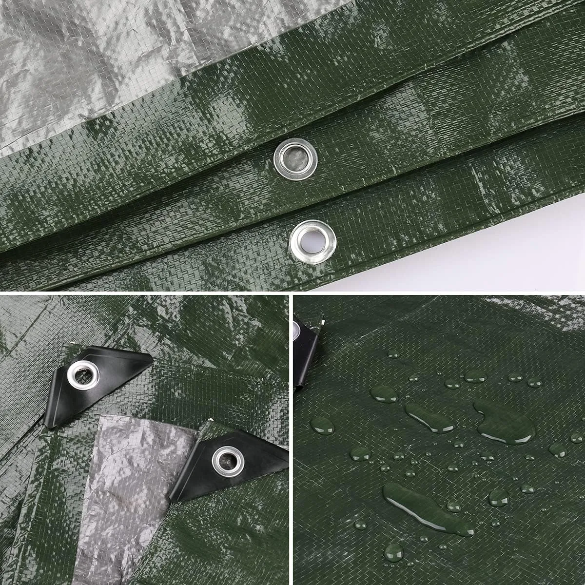 Onarway Poly Tarps Waterproof for Outdoor: Green Tarpaulin 6Mil Thicken 10x14 Ft - Anti-UV Waterproof Tarp Cover with Grommets Multipurpose for Boat Pool Roof Camping