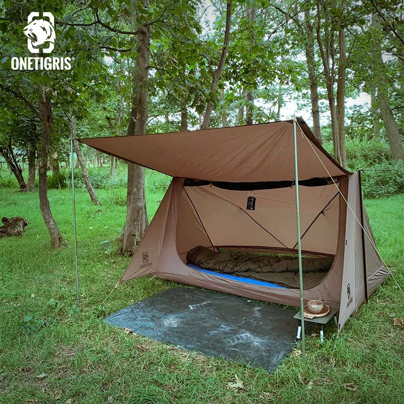 OneTigris Backwoods Bungalow Ultralight Bushcraft 1-2 person Shelter - Coyote Brown