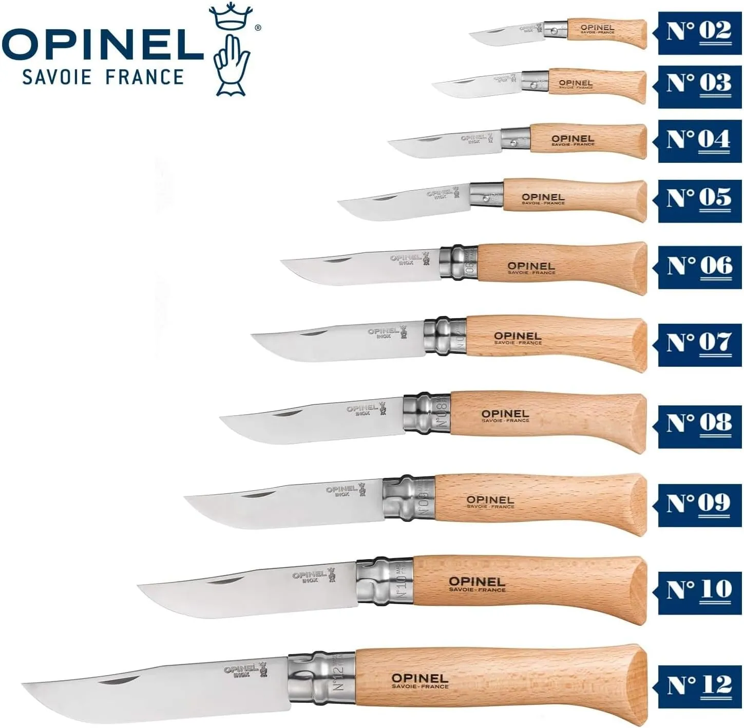 Opinel No.08 Stainless Steel Folding Knife with Beechwood Handle