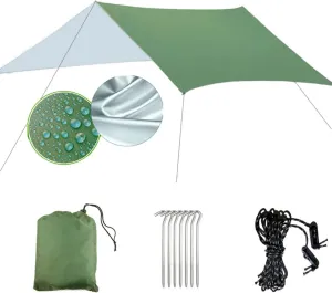 Ourdoors Hammock Rain Fly Waterproof,Lightweight Inner Silver Coating Hammock Tarp for Camping, Backpacking, Hiking (Color : Green, Size : 300 * 400CM)