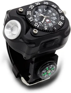 Outdoor 5w LED Hand Wrist Watch Multi-Function Light with Time Display Compass White Light USB Rechargeable