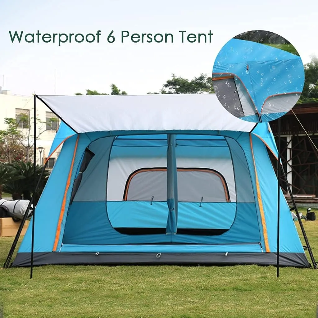 Outdoor Camping Tent 5-8 Person Large Family Tents for Camping Festival, Hiking Tent with Living Room and Separate Rooms 4 Season Tents Big Family Shelter (Blue) (Green)