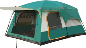 Outdoor Camping Tent 5-8 Person Large Family Tents for Camping Festival, Hiking Tent with Living Room and Separate Rooms 4 Season Tents Big Family Shelter (Blue) (Green)